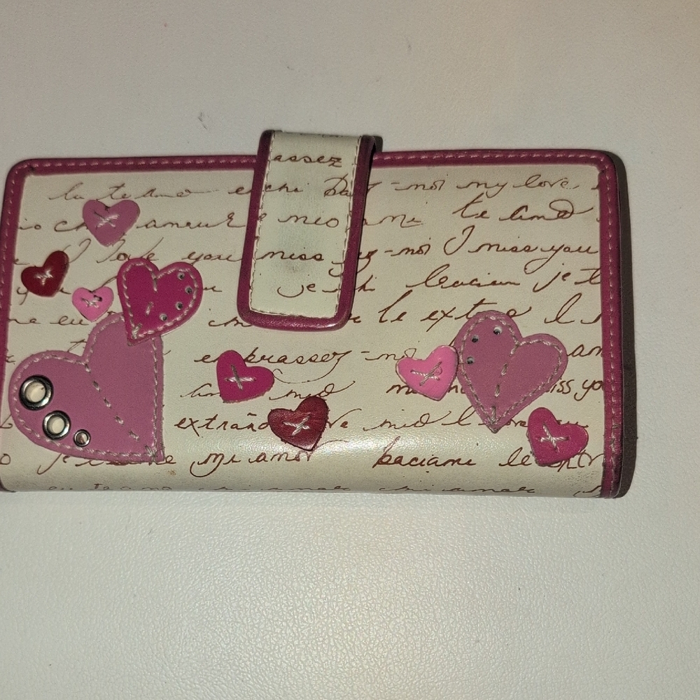 Fossil Pink and Cream Heart Wallet